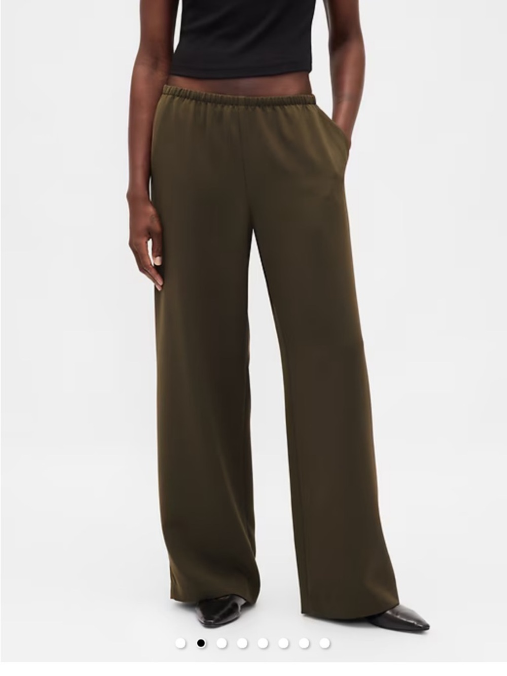 GAP The Easy Pants Wide Leg Pull On Pants NWT Size XS Beige Black Moss Green - Picture 6 of 7